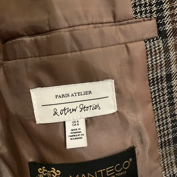 & Other Stories Fitted Checkered Blazer in Size 8 - Picture 6 of 12